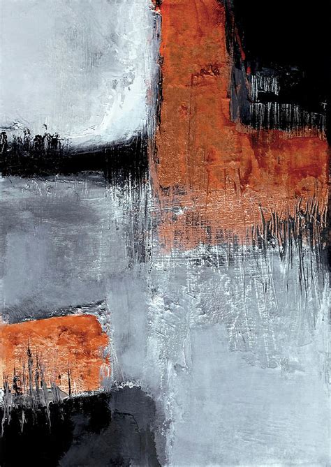 Orange black gray abstract Painting by Ela Szczepaniak - Pixels