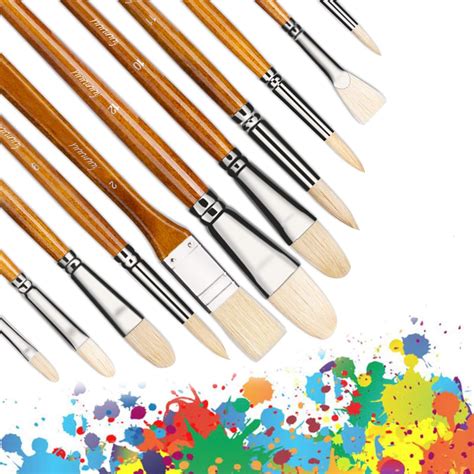 Pure Hog Bristles Brushes Artist Painting Set, 11 PCS Artist Painting ...