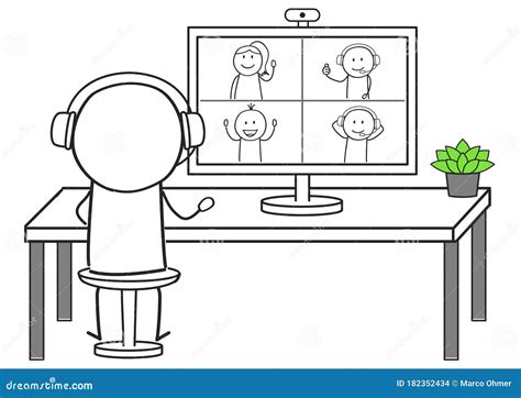 Conference Call Cartoon stock vector. Illustration of skype - 182352434