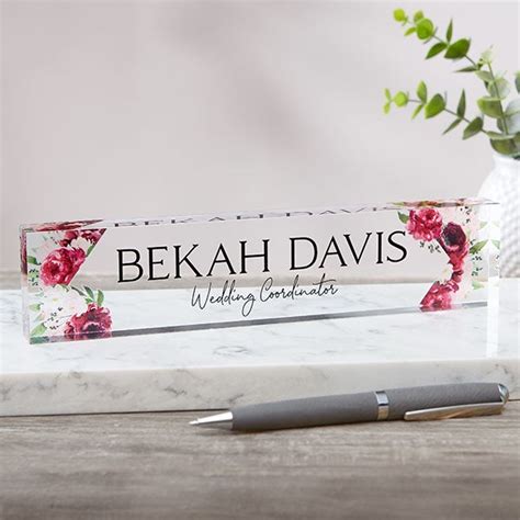 Personalized Floral Acrylic Desk Name Plates