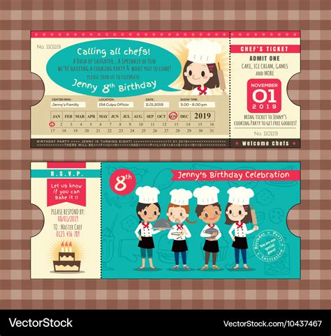 Ticket birthday card party invitation template Vector Image