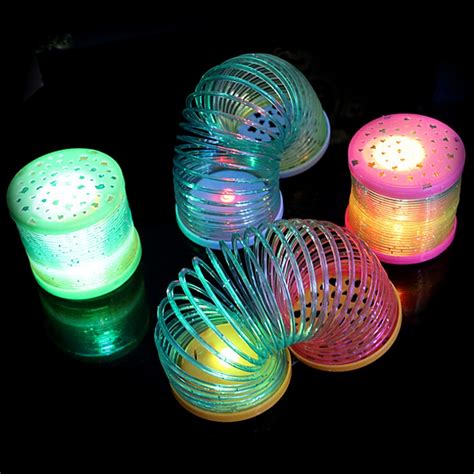 1PCS Rainbow Circle Spring Toy Glow in Dark Magic Plastic Slinky ...