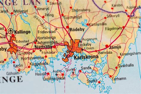 Map of Karlskrona in Sweden.. Stock Image - Image of architecture, world: 277342495