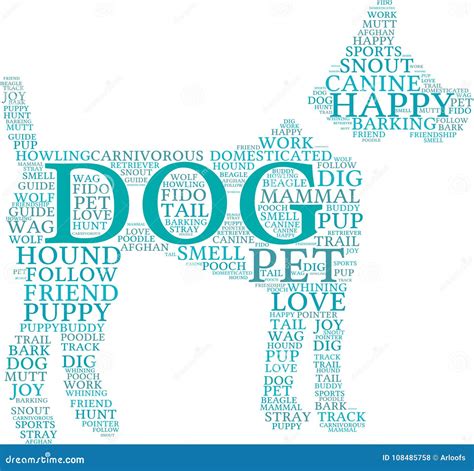 Dog Shaped Dog Word Cloud stock vector. Illustration of hunt - 108485758