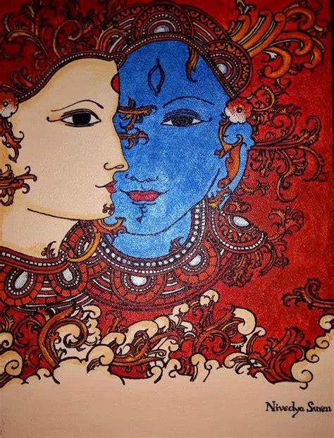 Shiva-Parvati Painting: Original Mural By Nivedya Suren, Paintings Fine Art for Sell