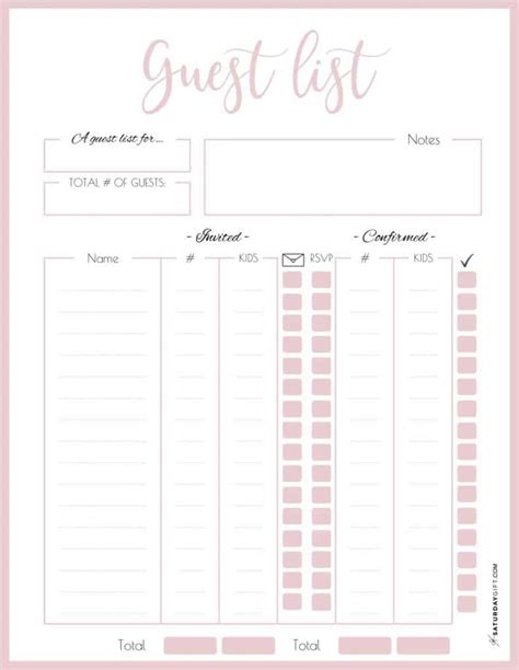 Event Guest List Template