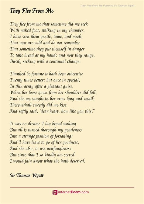 They Flee From Me Poem by Sir Thomas Wyatt