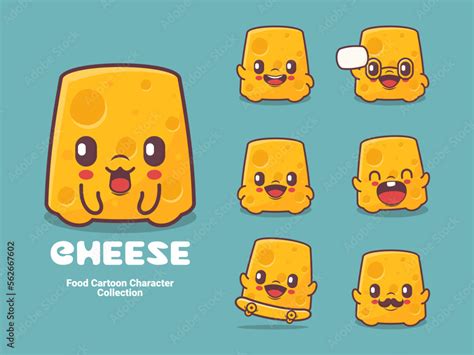 cheese cartoon character food vector illustration Stock Vector | Adobe ...