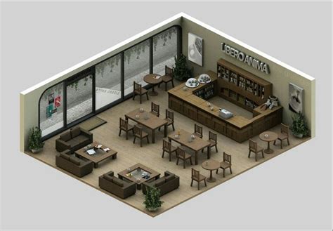 Cafe Layout Floor Plan 3d