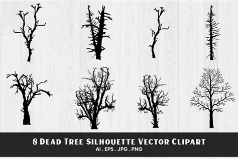 Dead Tree Silhouette Vector Clipart | 8 Variations