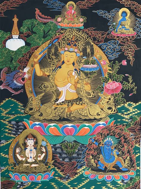 Hand-painted Manjushree God of Wisdom Tibetan Thangka Art on | Etsy | Buddhist art, Thangka, Art