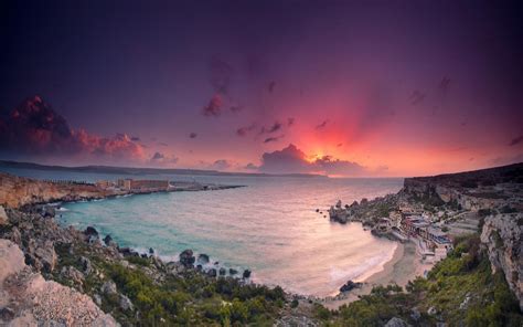 nature, Landscape, Beach, Sea, Vacations, Sunset, Cliff, Malta, Building, Rock, Bay, Clouds ...