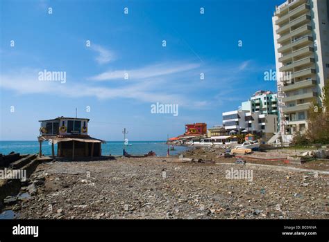 Polluted city beach of Durres Albania Europe Stock Photo - Alamy