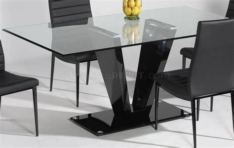 Glass Top & Black Gloss Base Dining Table w/Optional Chairs