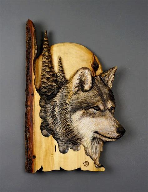 Wolf With Moon and Pines Handcarved in Wood by Davydovart,wooden Meaningful Gift for Hunters ...