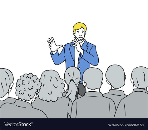 Man speaks to the audience hand drawn Royalty Free Vector