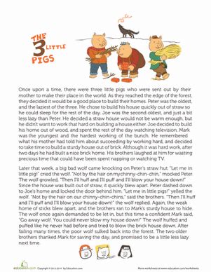 Story of the Three Little Pigs | Worksheet | Education.com | Three ...