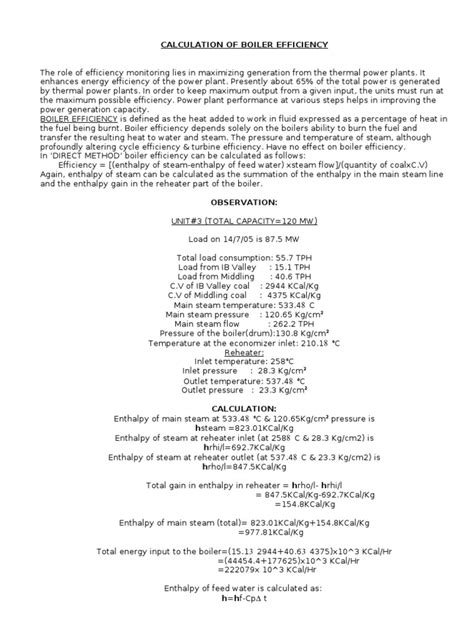 Calculation of Boiler Efficiency | PDF | Boiler | Power Station