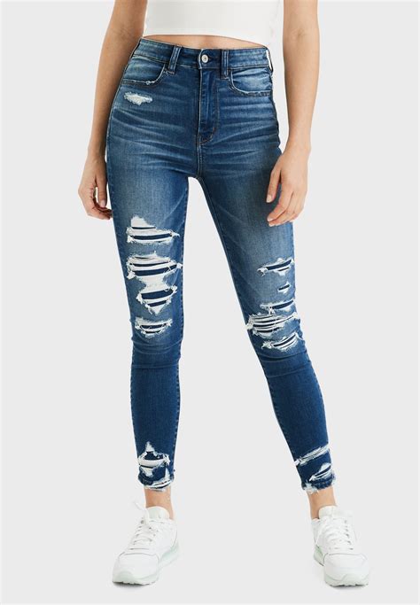 Buy American Eagle blue Ripped Skinny Jeans for Women in MENA, Worldwide