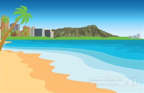 Hawaii State Clipart-island of hawaii waikiki beach clipart