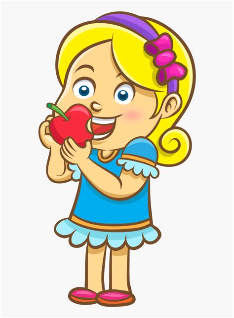 Apple Girl Cartoon Transprent Png Free Download - Girl Eating Apple Clipart, Transparent Png ...