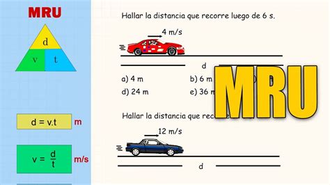 Movimiento Rectilineo Uniforme ( MRU ) formulas y ejercicios nivel basico - YouTube