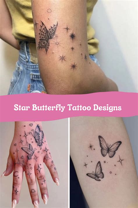 57 Beautiful Butterfly and Stars Tattoo Designs