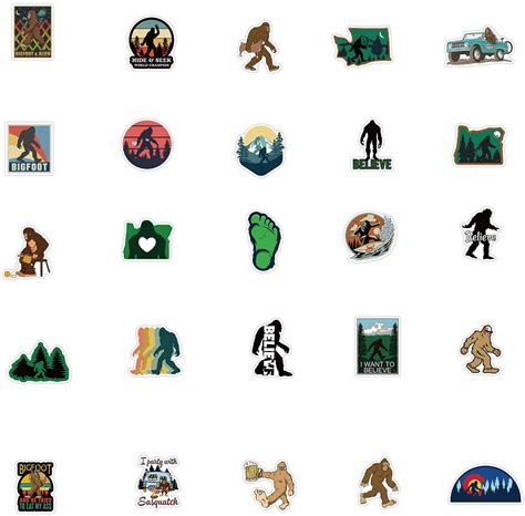 50pcs Bigfoot Stickers Outdoor Nature Camping Stickers | Etsy