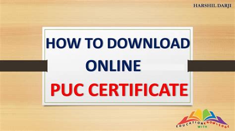 HOW TO DOWNLOAD PUC CERTIFICATE ? - YouTube