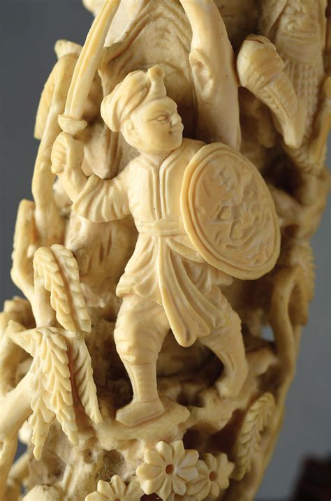 Lot Detail - CARVED ELEPHANT TUSK.