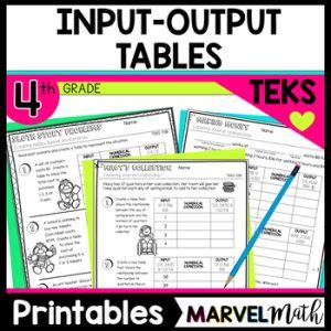 4th Grade Input-Output Table Worksheets - Marvel Math