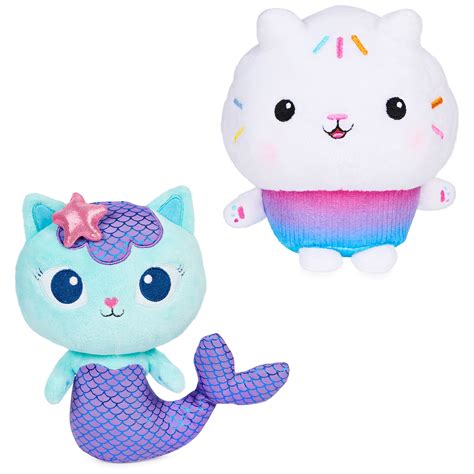 Gabby's Dollhouse, Purr-ific Plush Toys 2-Pack With Cakey Cat And Mercat, Kids Toys For Ages And ...