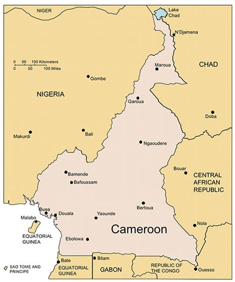 Cameroon Map for PowerPoint, Major Cities and Capital - Clip Art Maps