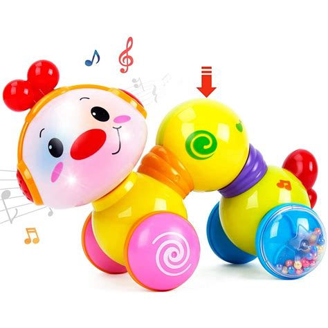 baby toys 6-12 months music pressing inches worm toy with glowing face caterpillar crawling ...