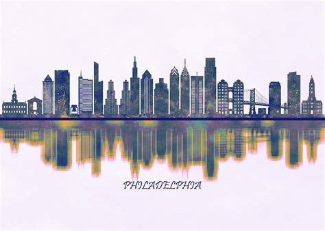 Philadelphia Skyline Painting by NextWay Art - Fine Art America