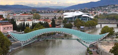 The Bridge of Peace is a bow-shaped pedestrian bridge over the Mtkvari ...