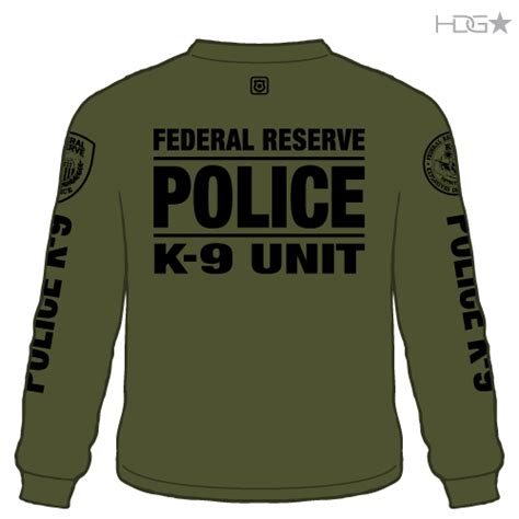 Federal Reserve Police K-9 Unit OD Green/Black Long Sleeve T-Shirt ...