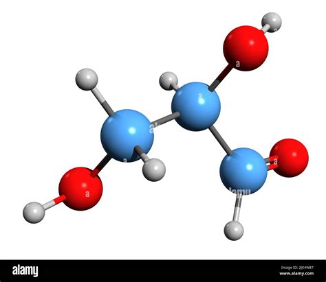 3D image of Glyceraldehyde skeletal formula - molecular chemical ...