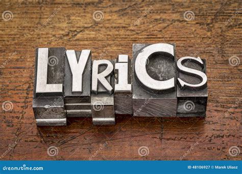 Lyrics word in metal type stock image. Image of grunge - 48106927