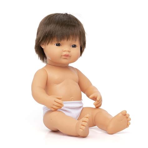 Baby doll brown hair boy 15"