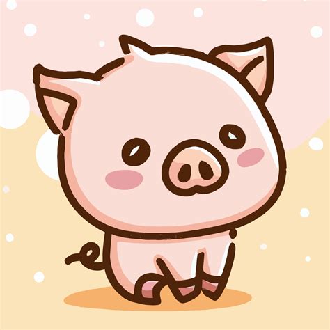 Cute Pig illustration Pig kawaii chibi vector drawing style Pig cartoon ...