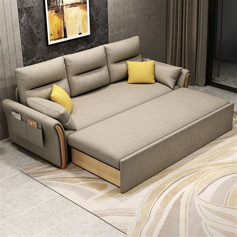 85.8" Full Sleeper Sofa Cotton&linen Upholstered Convertible Sofa with ...