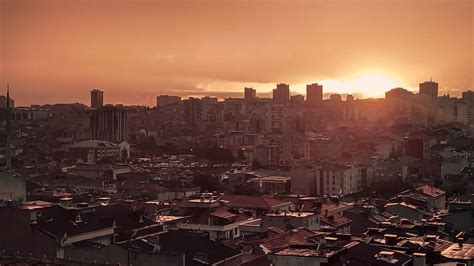 Download wallpaper 1920x1080 sunset, city, buildings, aerial view, dusk full hd, hdtv, fhd ...