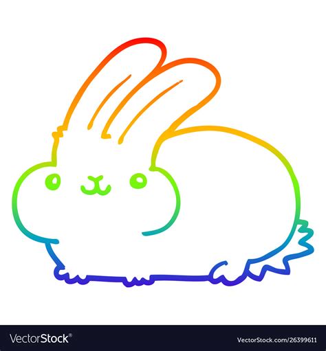 Rainbow gradient line drawing cartoon rabbit Vector Image