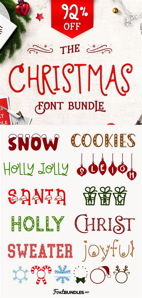 The Christmas Font Bundle | Fontbundles | Christmas fonts, Holiday fonts, Free christmas printables