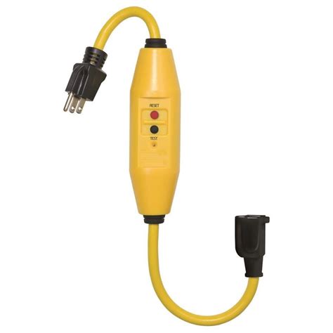 Tower Manufacturing 1.5-ft 15-Amp 120-Volt 1-Outlet 12-Gauge Yellow Outdoor GFCI Extension Cord ...