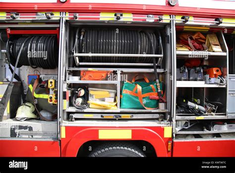 Rescue Equipment Inside packed inside a fire truck Stock Photo - Alamy