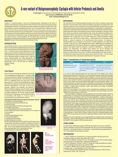 (PDF) A rare variant of Holoprosencephaly: Cyclopia with Inferior Proboscis and Amelia