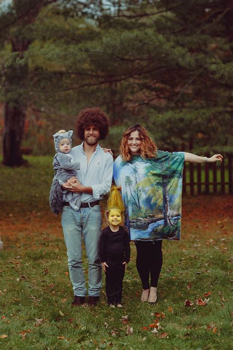 Halloween, family costume, family of four, bob Ross, dyi costume, dYI ...