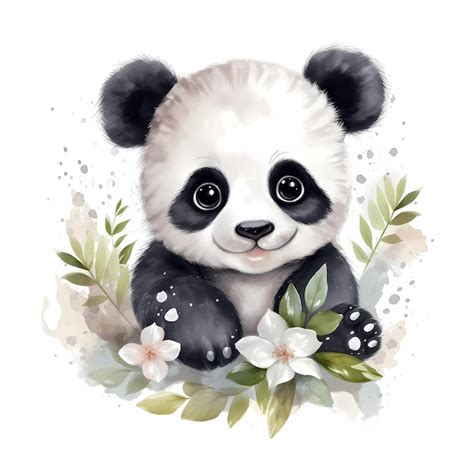 Premium AI Image | Watercolor drawing of a cute baby panda